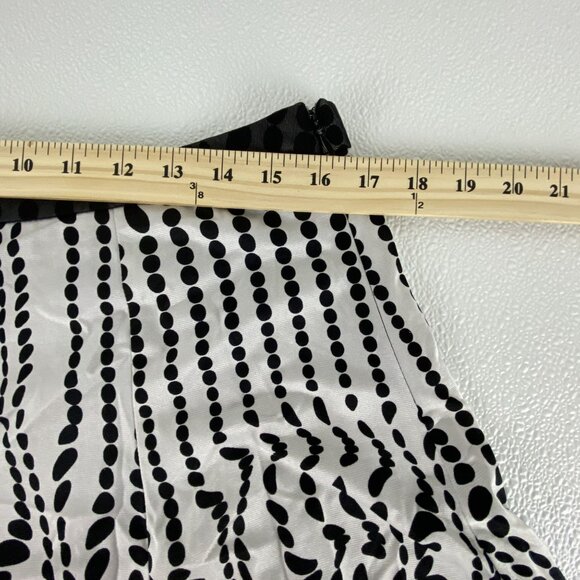 VTG Womens 12 Black White Polka Dot Flowy Feminine Lace Trim Hem Skirt - Picture 7 of 9